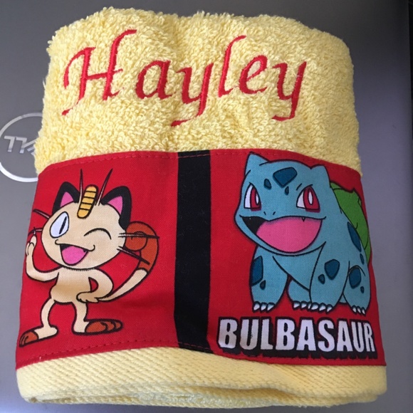 Custom Personalized  Embroidered Name “Hayley” Pokémon Hand Towel - Picture 3 of 5